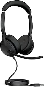 Jabra Evolve2 50 - Auriculares estéreo con Cable con tecnología Air Comfort, micrófonos con cancelación de Ruido y cancelación Activa de Ruido, Certificado MS Teams, Funciona con Todas Las demás