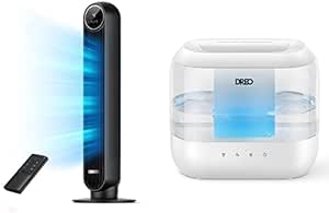 Bundle of Dreo Tower Fan for Bedroom, 24ft/s Velocity Quiet Cooling Fan  Dreo Humidifiers for Bedroom, Quiet 4L Supersized Cool Mist Top Fill Ultrasonic Humidifier with Oil Diffuser and Nightlight