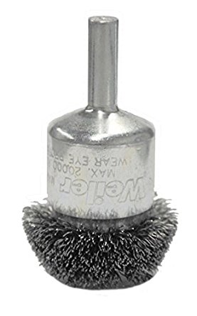 Weiler 10035 Circular Flared Crimped Wire End Brush, 1-1/4", 0.08" Steel Fill