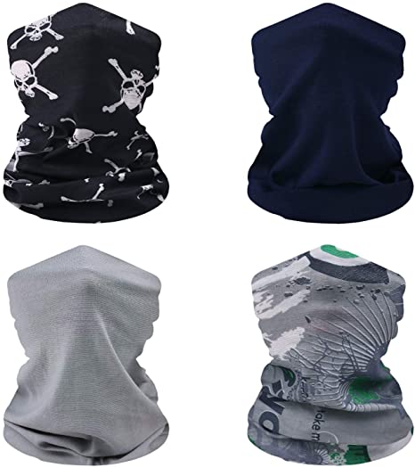 4 Pcs Neck Gaiter Bandana Face Mask Head Wrap Mouth Cover for Fishing,Sports