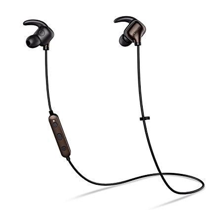 iClever Lightweight Bluetooth Headphones with Microphone, Rich Bass, Water Resistant Wireless Bluetooth Earbuds (Secure Stable Fit) for Sports, Black