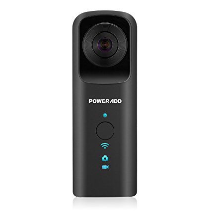 Poweradd Dual 210 Fisheye Lens 360 Degree Paranomic Wi-Fi Function Protable Wireless Digital Video Camera,1920 x 960@30fps Full HD,SD Card Not Included-Black