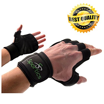 Crossfit Weight Lifting Gloves with Wrist Support for Gym Workout, Cross Training, Fitness, WOD, Pull Ups & Weightlifting. Strong Grip & Full Palm Protection, Wrist Wraps. Suits both Men & Women