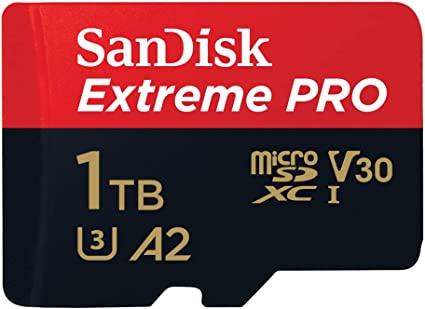 SanDisk 1TB Extreme PRO® microSD™ UHS-I Card with Adapter C10, U3, V30, A2, 200MB/s Read 140MB/s Write SDSQXCD-1T00-GN6MA