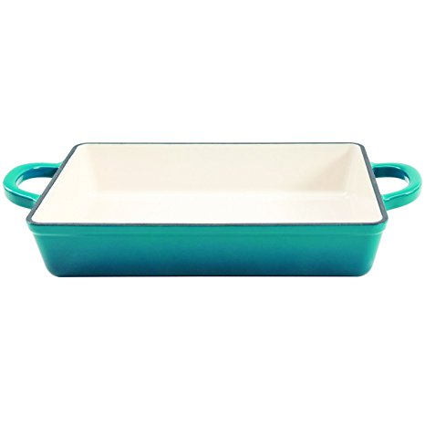 Crock Pot Artisan Enameled Cast Iron 13-Inch Lasagna Pan, Teal Ombre