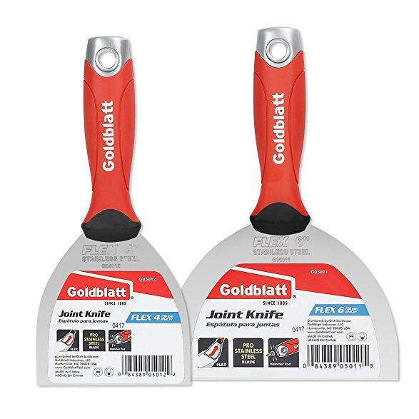 Goldblatt Stainless Steel Joint Knife Combo Kit with Hammer End, Soft Grip, 4-inch & 6-inch