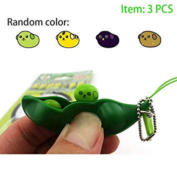 Fidget Toys,Bagvhandbagro Squeeze-a-Bean Soybean Stress Relief Key chain Key ring Toys Gift
