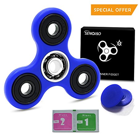 SENQIAO Tri Fidget Hand EDC Finger Spinner Toy with High Performance Bearing (Blue)