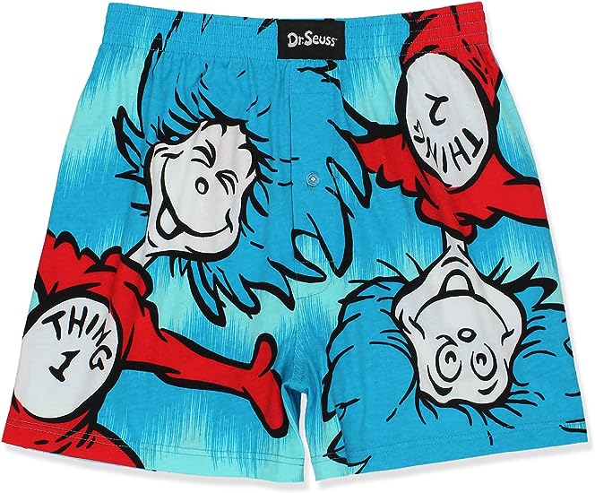 Dr. Seuss Men's Button Fly Boxer Lounge Shorts