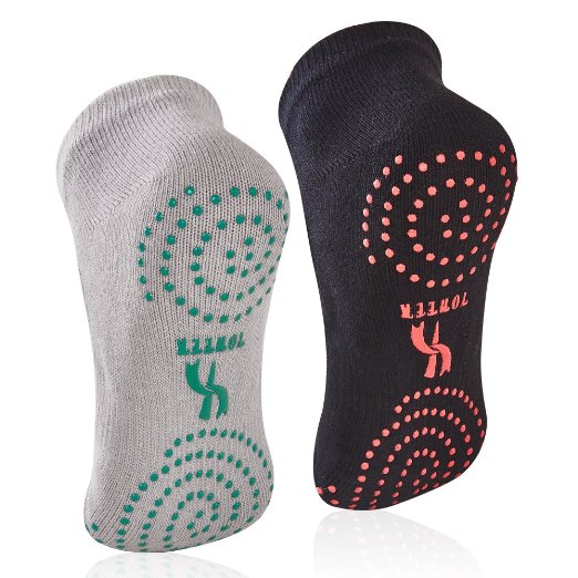 Yoheer(tm) Non Slip Skid Yoga Pilates Socks with Grips Cotton for Women 2 pairs in pack