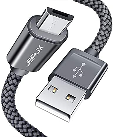 JSAUX Micro USB Cable Android, (2-Pack 3.3FT) Micro USB to USB A High Speed Sync Charger Nylon Braided Cord Compatible with Samsung Galaxy S6 S7 Edge J7 Note 5,Kindle,Smartphones(Grey)