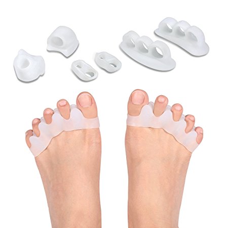 Gel Toe Separator & Stretcher Bunion Corrector Splint kit, Relieve Pain of Hallux Valgus, Tailors Bunion and Hammer Toe, Rubber Silicon Toe Straightener Spacer Spreader Aid for Men and Women
