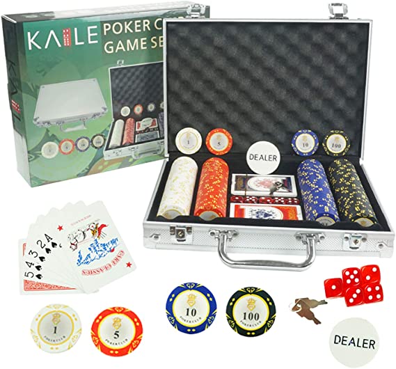 KAILE Clay Poker Chips Set Heavy Duty 14 Gram Chips Texas Holdem Cards Game Blackjack Gambling Chips with Aluminum Case