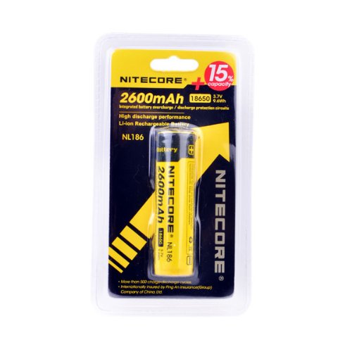 Nitecore 18650 3.7V 2A 9.6Wh 2600mAh Protected Li-ion Rechargeable Battery-Black Yellow(NL186)