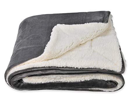 SOCHOW Sherpa Fleece Throw Blanket, Double-Sided Super Soft Luxurious Plush Blanket 60"×80", Grey