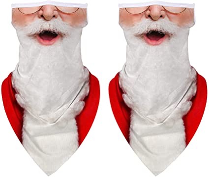 GLUDEAR Ugly Christmas Santa Claus Face Mask Reusable Washable Bandanas Neck Gaiter Cover Ear Loops