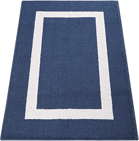 OLANLY Indoor Doormat, Non-Slip Absorbent Resist Dirt Entrance Rug, Machine Washable Low-Profile Inside Floor Mat Area Rug for Entryway (20" x 32", Navy)