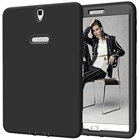 SYNTAK Samsung Galaxy Tab S3 Case,Slim Heavy Duty Shockproof Rugged Case Three Layer Hard PC Silicone Hybrid High Impact Resistant Full Body Protective Case,Black