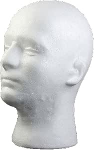 Male Styrofoam Mannequin Head, White Foam Wig Head Display, Styrofoam Foam Mannequin Wig Head Stand Model Foam Head for Hats Wigs Sunglasses Halloween Decoration (White-Male)