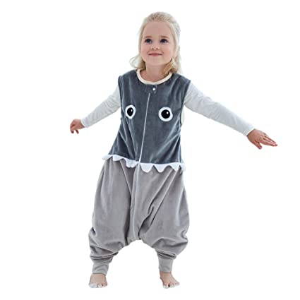 IDGIRLS Unisex Baby Sleeping Bag Spring Wearable Blanket with Legs for Toddler, Grey 4-5T
