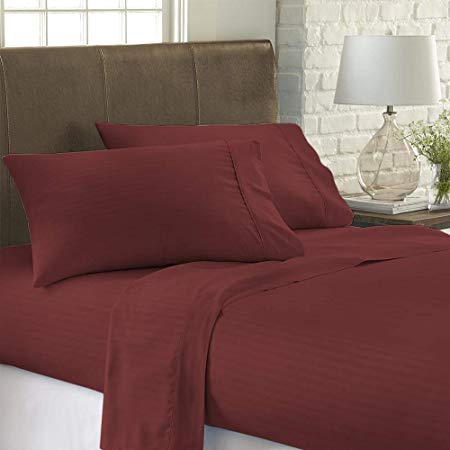 Luxury Cool Comfort Copper Infused Hypoallergenic Antimicrobial 6 Piece Queen Size Sheet SetAS SEEN ON TV, Burgundy Color