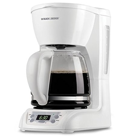 Black & Decker DLX1050W 12-Cup Programmable Coffeemaker with Glass Carafe, White