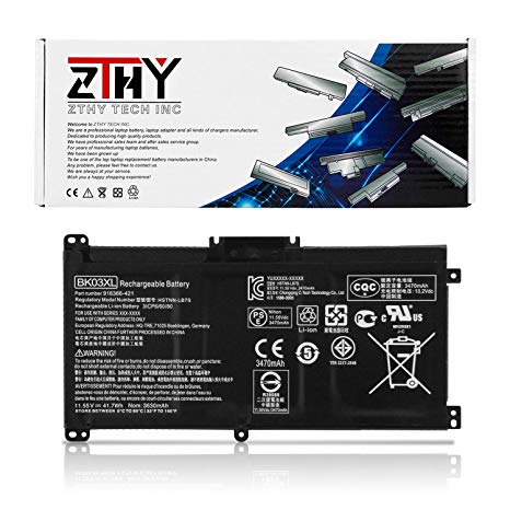 ZTHY BK03XL Laptop Battery for HP Pavilion x360 Converitble PC 14 14m 14-BA000 14-BA009NM 14-BA151NA 14m-ba000 14m-ba013dx 14m-ba015dx 14m-ba011dx 14m-ba014dx 14m-ba114dx 14-ba175nr 41.7Wh 3-Cell