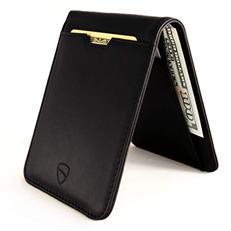 Vaultskin MANHATTAN Slim Bifold Wallet with RFID Protection for Cards and Cash (Black)