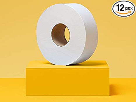AmazonCommercial Jumbo Roll Toilet Paper, 700 Feet per Roll, 12 Rolls