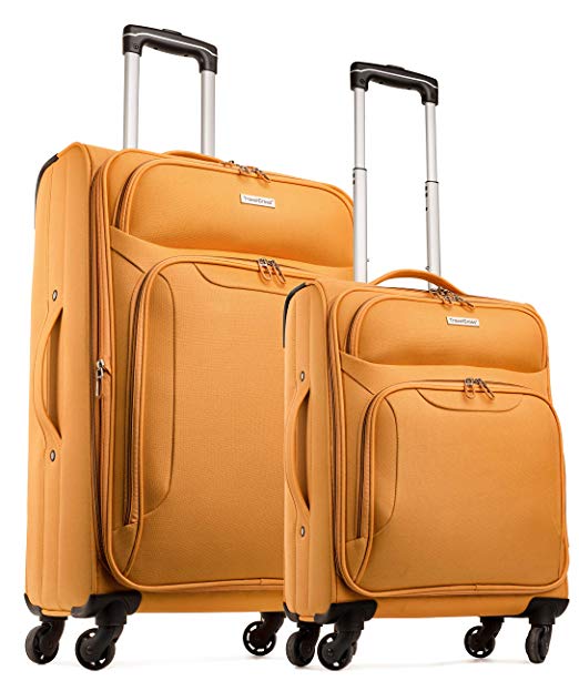 TravelCross Barcelona Luggage 2 Piece Lightweight Expandable Spinner Set - Orange