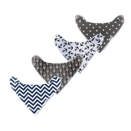 Baby Bandana Drool Bibs, 4-pack Absorbent Cotton, Cute Baby Gift for Boys and Girls