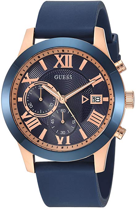 GUESS Men's Stainless Steel Silicone Casual Watch