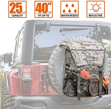 ALL-TOP Overland Series Spare Tire Trash Bag (Desert Camo) - Tool & Gear Organizer for Outdoor Off-Road Expedition - Fit up to 40'' Tire