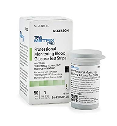 McKesson 06-R3051P-05 True Metrix Pro Professional Monitoring Blood Glucose Test Strip, Box of 50