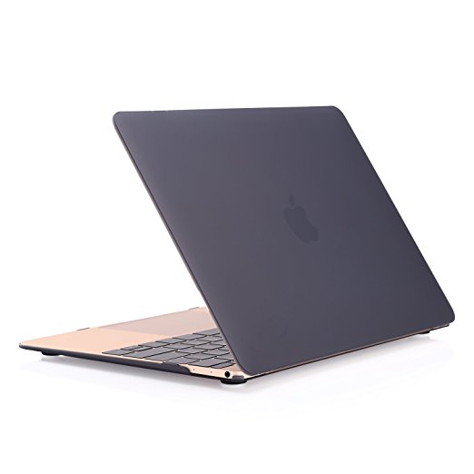 MoKo Apple New MacBook 12" Case - Slim PC Matte hard shell protective case for New MacBook 12 inch Retina Display Laptop Computer 2015 Version, Translucent BLACK (Will Not Fit Macbook Air 13" / 11")