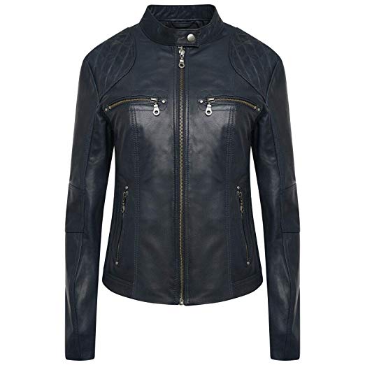 Pelle D'annata Ladies Real Leather Black Brown Biker Jacket Size 8 to 18