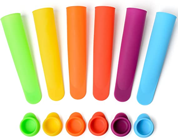 Silicone Popsicle Molds/Ice Pop Maker - Multi Color, Set of 6 with Lids - (Bright) By Sunsella
