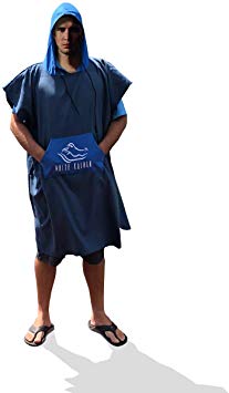 White Kaiman Changing Towel Microfiber Hooded Beach Towel Poncho Robe Oversized Adult Coverup (Blue, M)
