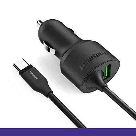 Tronsmart 33W Dual USB Car Charger with Quick Charge 3.0 Technology Attached USB C Cord Car Charger