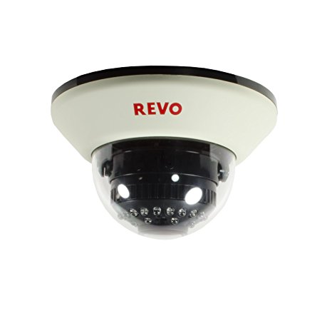 REVO America RCDS30-4 1200 TVL Indoor Dome Surveillance Camera with 100-Feet Night Vision (White)