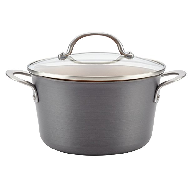 Ayesha Curry Home Collection Hard Anodized Aluminum Covered Saucepot, 4.5-Quart