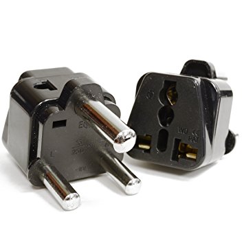 OREI 2 in 1 USA to South Africa Adapter Plug (Type M) - 2 Pack, Black