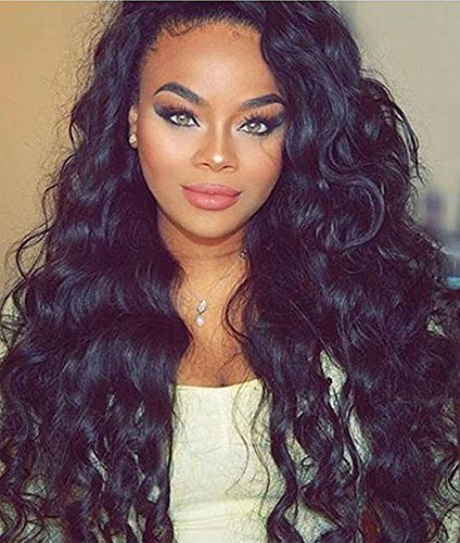 150% Density Lace Front Wigs for Black Women Body Wave Brazilian Virgin Human Hair Wigs with Baby Hair Loose Curly Unprocessed Human Hair Glueless Lace Front Wig 18" Natural Color Wigs