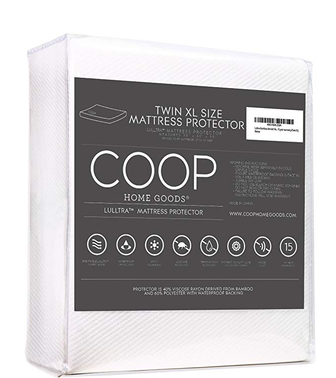 Coop Home Goods Twin Extra Long (XL) Lulltra Soft Touch Mattress Protector - Cooling Waterproof Hypoallergenic Mattress Topper-15 Year Warranty