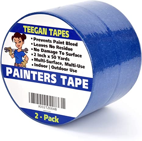 Painters Tape (2-Pack) | 2 Inch by 50 Yards | Prevents Paint Bleed | Leaves No Residue | by Teegan Tapes