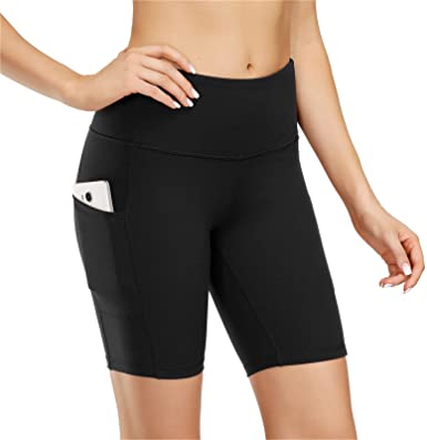 Kyopp Women's 8" /5" High Waist Yoga Short Tummy Control Workout Running Athletic Exercise Shorts Side Pockets