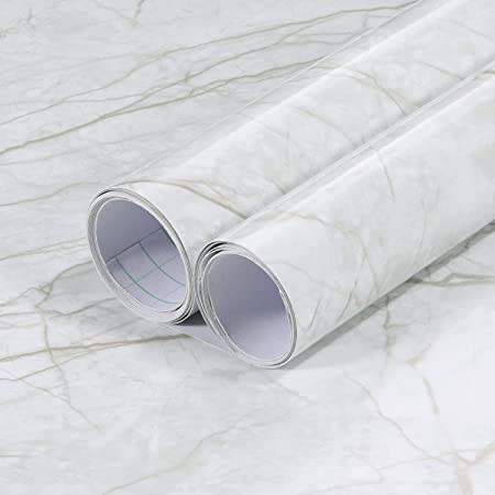 Marble Contact Paper Kitchen Counter, Ohuhu Marble Wall Paper Roll, Marble Wallpaper Peel and Stick, Waterproof Easily Removable, for Countertop Cover Kitchen Cabinet Home Decor 11.8''X118''