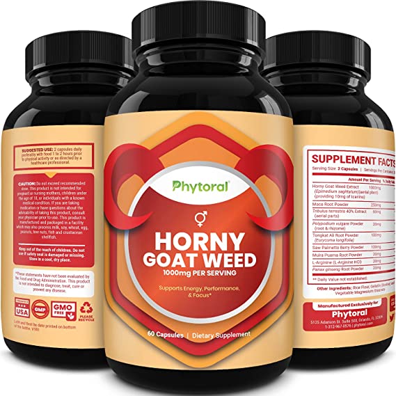 Pure Horny Goat Weed Extract with Maca Powder – Immune Support – Helps Increase Drive and Stamina – testosterone booster for Men and Women Tongkat Ali plus L-Arginine increases energy – 60 Capsules
