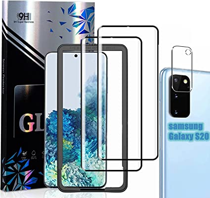 for Samsung Galaxy S20 5G Tempered Glass Screen Protector   Camera Lens Protectors, Alignment Frame Easy Installation[2 1 1 Pack] [3D Glass] Fingerprint unlock Full Coverage Screen Protector