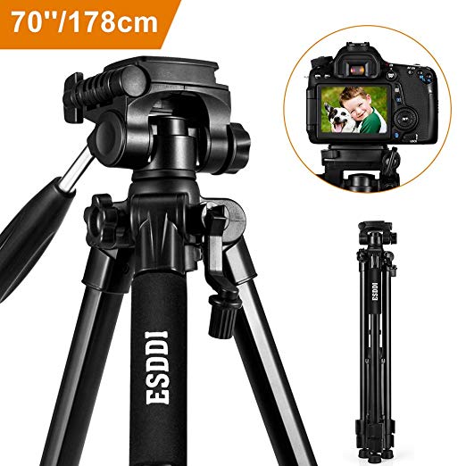 Camera Tripod ESDDI 70'' Compact Aluminum Lightweight Tripod for DSLR SLR Canon Nikon Sony Olympus DV with Carry Bag